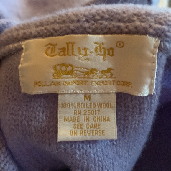 Vintage 90s Pastel Purple Boiled Wool Long Sleeve Button Down Cardigan Sweater - Picture 16 of 16